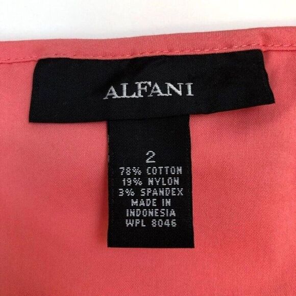 Alfani V-Neck Sleeveless Top Size 2 Coral Color Button Front - Picture 2 of 7